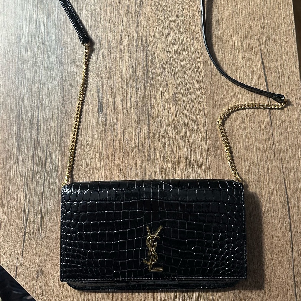 Saint Laurent Ysl Croc-embossed Phone Hold